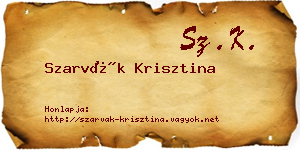 Szarvák Krisztina névjegykártya